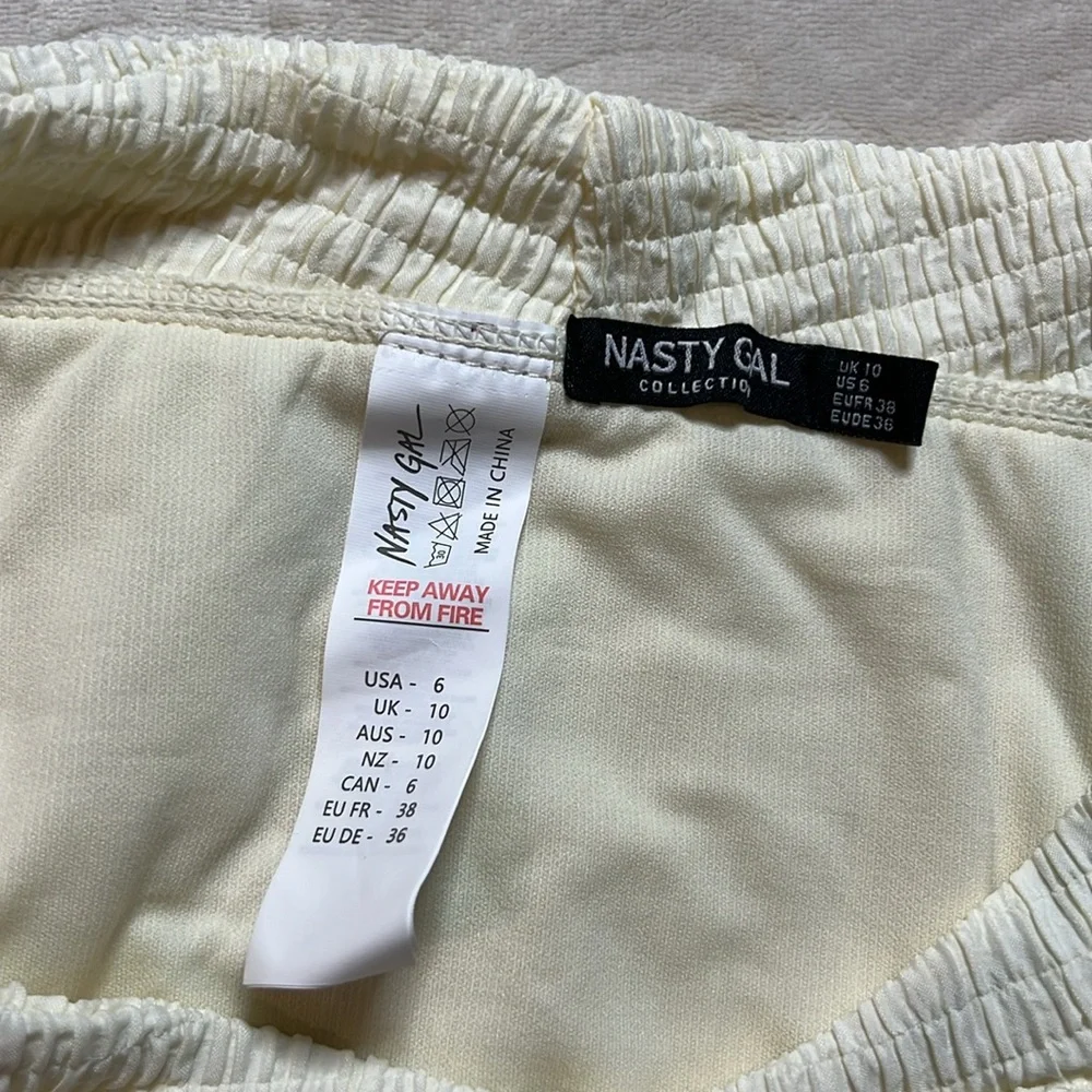 NastyGal Crinkle High Leg Bikini‎ Bottoms size US6
